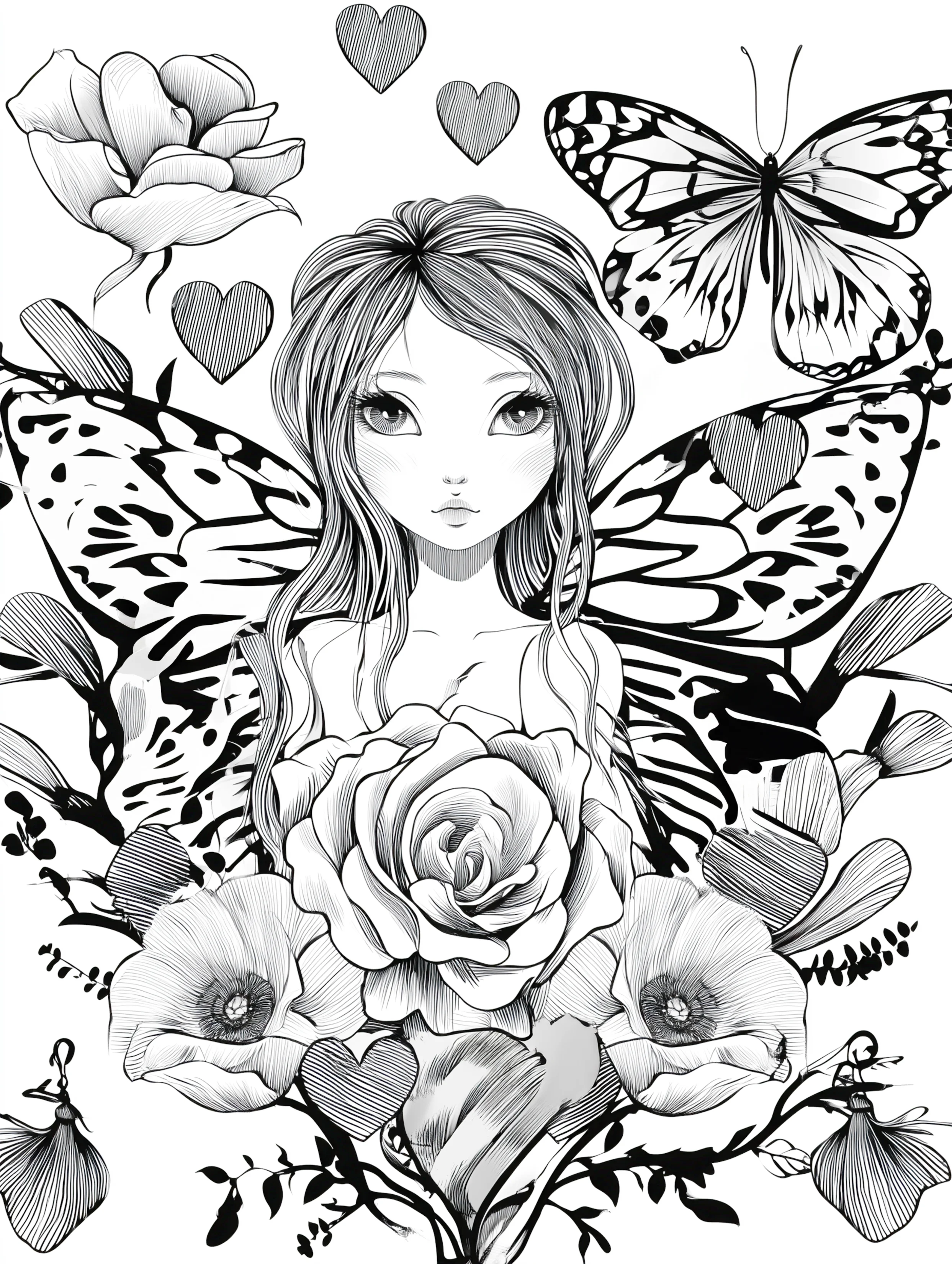 Free printable beautiful fairy coloring page featuring a torso of winged fairy coloring page